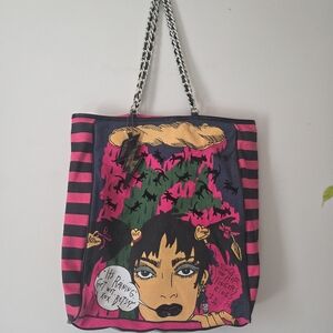 Vintage Y2K -Betsey Johnson Betseyville "It's Raining Get Wet" Tote Purse Bag